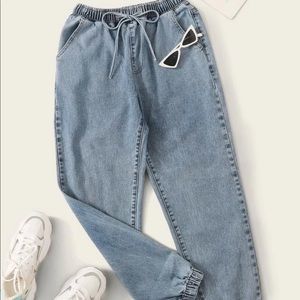 Shein Plus Drawstring tie waist carrot jean